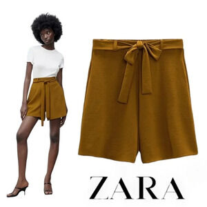 ZARA | Khaki | TIED FLUID SHORTS